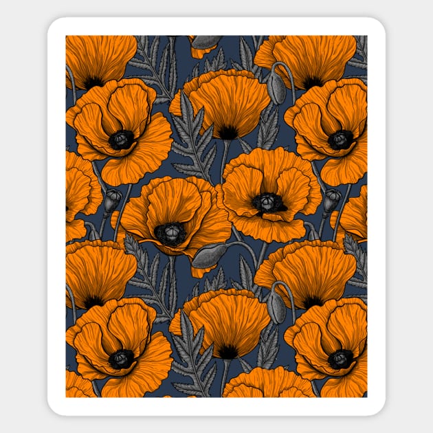 Orange poppy garden 2 Sticker by katerinamk